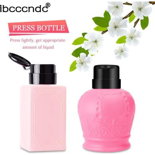 230ml Pink Pump Liquid Alcohol Press Empty Nail Polish Dispenser Bottles Remover Cleaner Make Up Refillable Container Nail Tools