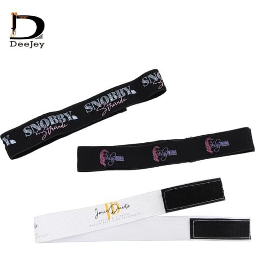 30x560mm all over logo elastic head bands for wigs tie with hook and loop end custom printed wraps made to melt wig tie belt