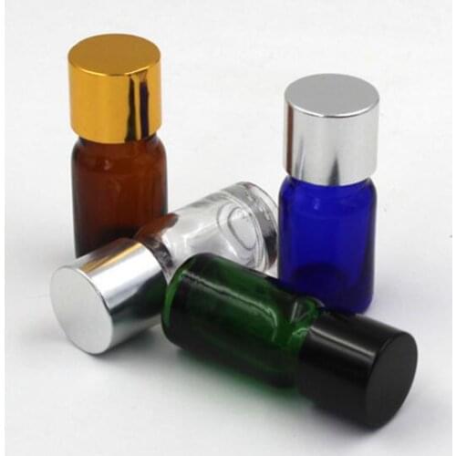 500pcs 5ml glass essential oil bottle with aluminum cap empty essential oil cosmetic container new
