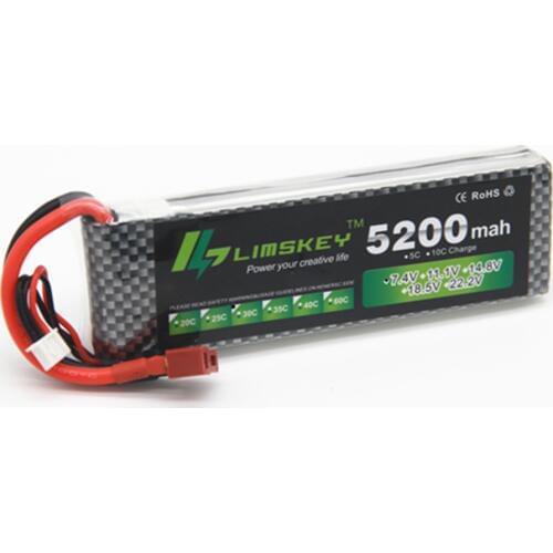 Limskey Power 7.4V 5200mAh Lipo Battery 30C 2S Battery 2S LiPo 7.4 V 5200 mAh 30C 2S 1P Lithium-Polymer Batterie For RC car