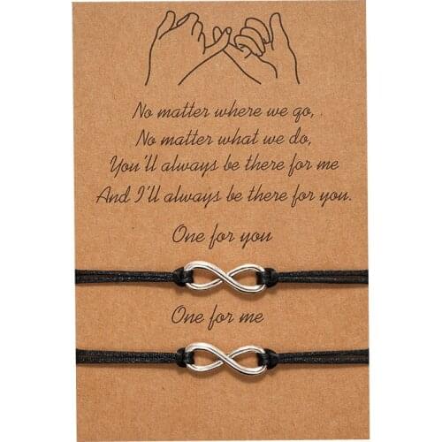 Card Bracelet Simple Alloy 8 Hand-woven Adjustable Couple Bracelet Hand Rope In Europe and America