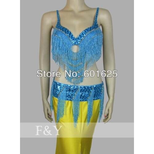 Wholesale new belly dance costume set BRA+belt 2 piece/ set ,accept any size (#tf2017)