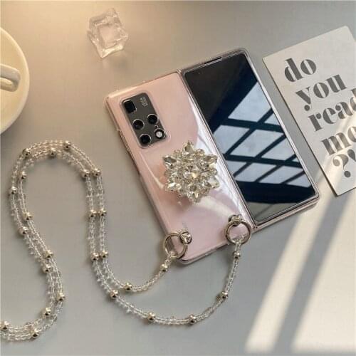 For Huawei Mate X2 Funda Capa Transparent Hexagonal Diamond Bracket Phone Case for Huawei MateX 2 Cases Phone Accessories