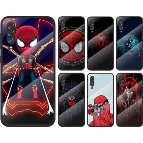 Marvel Anime Spiderman For Samsung Galaxy A91 A81 A72 A71 A52 A51 A41 A31 A21S A11 A01 Tempered Glass Cover Phone Case