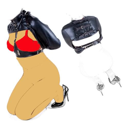 Womens Sexy Leather Lingerie,Open Breast Cupless Straitjacket Top,Arm Binder Straight Jacket Slave Bondage Harness Bdsm Sex Toy