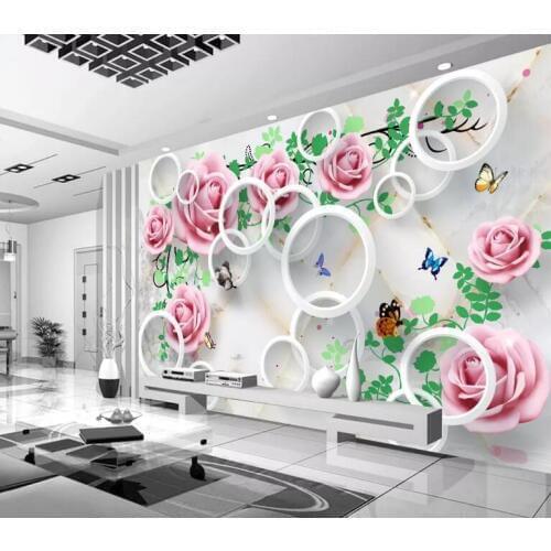 Home Improvement Decorative Painting Wallpaper for walls 3d silk WallpapersRoses marble stereo TV background Wall Paper