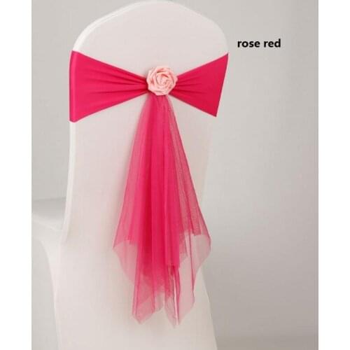Spandex Lycra Chair Sashes Elastic Satin Chair Bands with Buckle for Wedding Chair Cover Sashes Bows