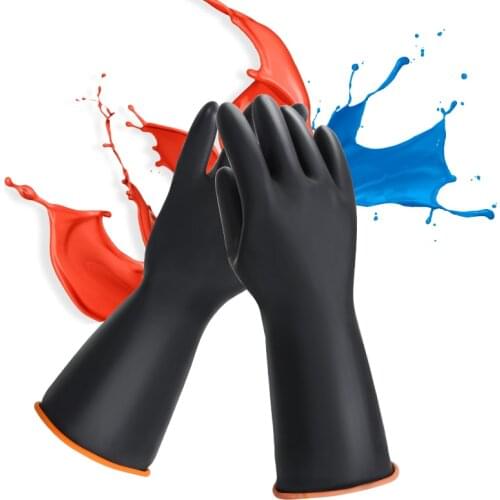 Chemical Resistant Gloves, Oversize Househould Cleaning Industrial Latex Gloves Resist Acid Heavy Duty Gloves for Farming Work