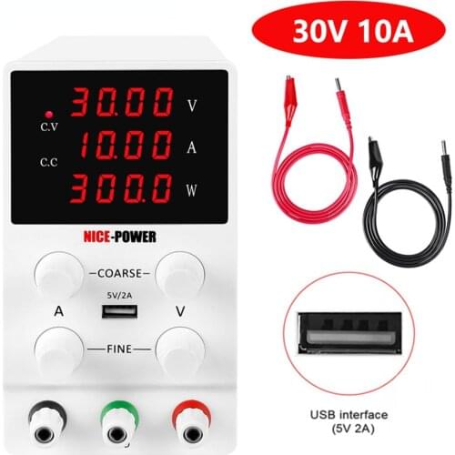 Switching DC Power Supply 30V 10A Adjustable 60V 5A Voltage Regulators Lab Repair Tool Power Supplies Source 4 Digital Screen