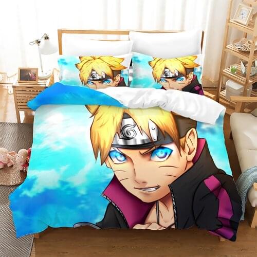 NARUTO 3-piece set Household bedding Uzumaki Naruto3D digital printing quilt cover pillowcase Uchiha Sasuke animation