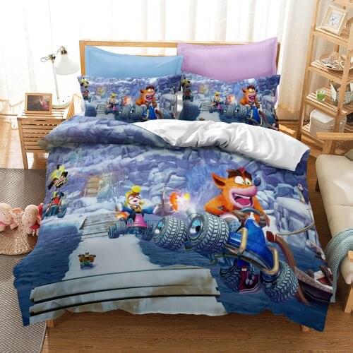 Classic Game Crash Bandicoot Cartoon 3d Bedding Set Printed Duvet Cover Pillowcase Comforter Bedding Sets Twin Queen King Size
