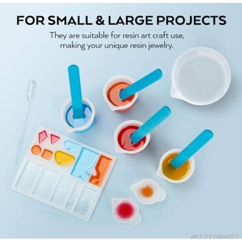 Resin Glue Tools Set Reusable Nonstick Resin Art Mixing Measuring Cup Silicone Stir Stick for UV Epoxy Mold DIY Jewelry Dropship
