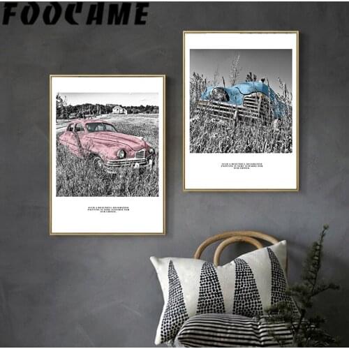 Classic Cars Landscape Retro Painting Wall Art Canvas Print Nordic Vintage Poster Living Room Home Decoration Modern Bedroom