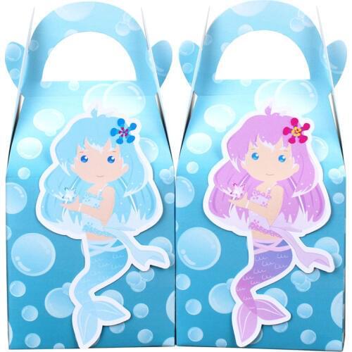 New Pretty Mermaids Favor Box Candy Box Gift Box Cupcake Box Boy Kids Birthday Party Supplies Decoration Event Party Supplies