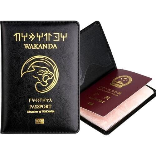Black Panther Passport Cover Men Women Travel Soft Leather Passport Wallet ID Case Bank Card Bag Passport Holder