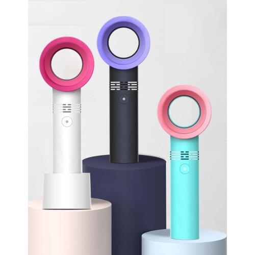 Portable Bladeless Fan Handheld USB Rechargeable Mini Cooler No Leaf Eyelashes Dryer Cooling Outdoor Fan Air Cooler Fans Desktop