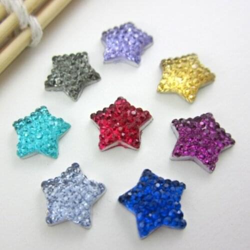 Sales!! 11mm 100Pcs Craft DIY Flatback Resin Dotted Stars Design Rhinestone Cabochon Gems,Flat Back Resin Rhinestone