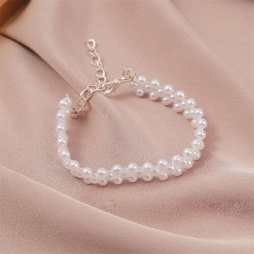 Simple Trendy Female White Pearl Bracelets For Women Fashion Bohemian Handmade Beaded Charm Bracelet Wedding Party Jewelry Gifts