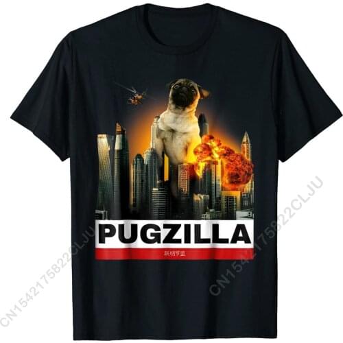 PUGZILLA - Funny Pug Tshirt For Dog Lovers To Halloween Comfortable T Shirt For Men Cotton T Shirt Custom Company