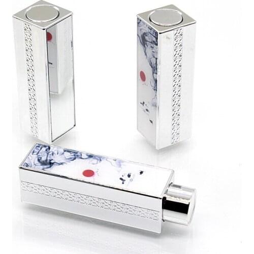 Empty Square 3D Printing With Mirror Press Bounce Lipstick Tube 12.1mm Lip Balm Packaging Container Refillable Bottle 15/30pcs