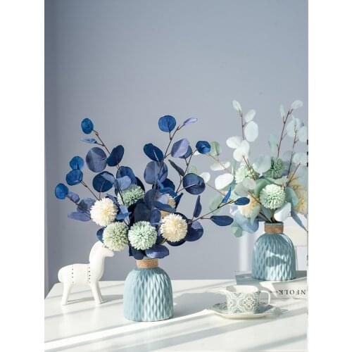 Nordic Ins Ceramic Vase+Simulation Flower Accessories Home Livingroom Desktop Furnishing Crafts Store Table Ornaments Decoration