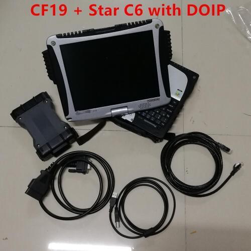 C6 with CF19 laptop auto truck diagnostic scanner tool MB star C6 x-entry software MB C6 Multiplexer full set