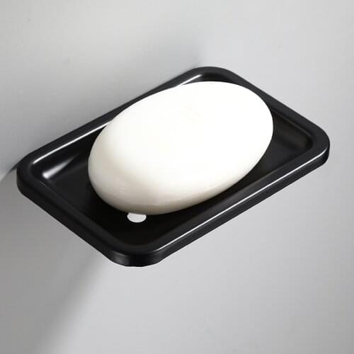 Hotel Toilet Soap Dish Rack Wall Mounted Bathroom Black Soap Net Space Aluminum White Soap Box Wall Soap Holders Soap Base