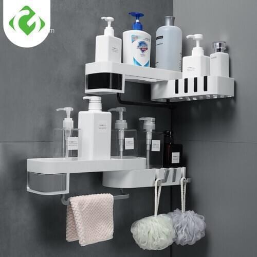 1 pcs Corner Shower Shelf Bathroom Shampoo Shower Shelf Holder Kitchen Storage Rack Organizer Wall Mounted Type GUANYAO