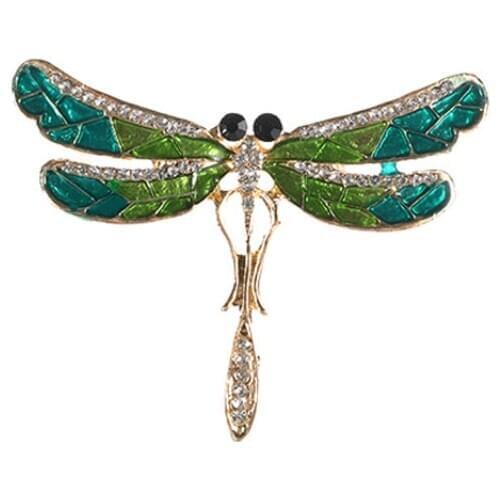 Crystal Vintage Dragonfly Brooches for Women Large Insect Brooch Pin Fashion Dress Coat Accessories Cute Jewelry