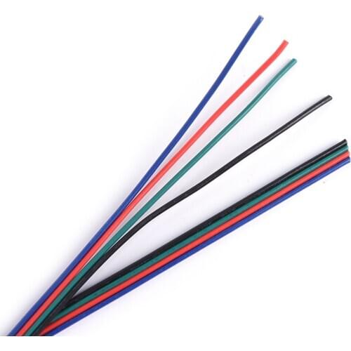 1pcs 5m 10m 4pin Wire Cable rgb white black led For 3528 5050 smd RGB LED Strip 22AWG line