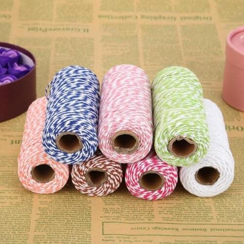 100m/roll 2ply Bakers Twine String Cotton Cords Rope for Home Decor Handmade Christmas Gift Packing Craft DIY wrapping gift