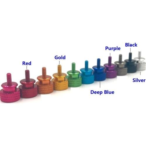 20PCS/LOT Anodized Multi Color M3*6 / 6#32*6 Aluminum Step Hand Screw Computer Knurled Thumb Screw Twist Screws