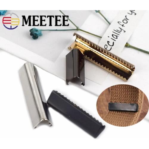 20pcs Meetee 10-60mm Metal Strap Tail Clip Buckle Suspenders Belt Tail Clip Wallet Leather Stopper Buckle Cord End DIY Accessory