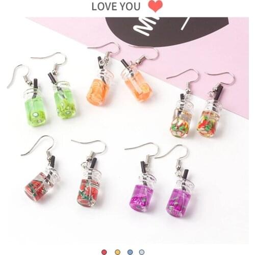 2021 Personality Fashion Resin Rubber Bear Earrings Womens Cartoon Drink Chuangyi Earrings Earrings Earrings Jewelry Pendant