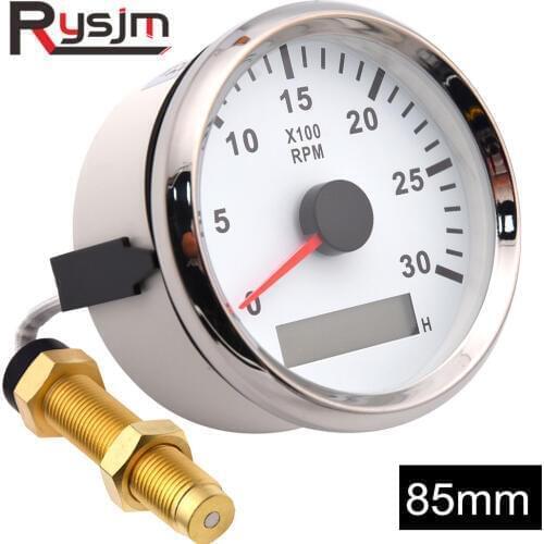 3000 rpm meter 85mm Tachometer Car Marine Tacho with LCD Hourmeter Car Tachometer with red backlight 12V boat accessories marine
