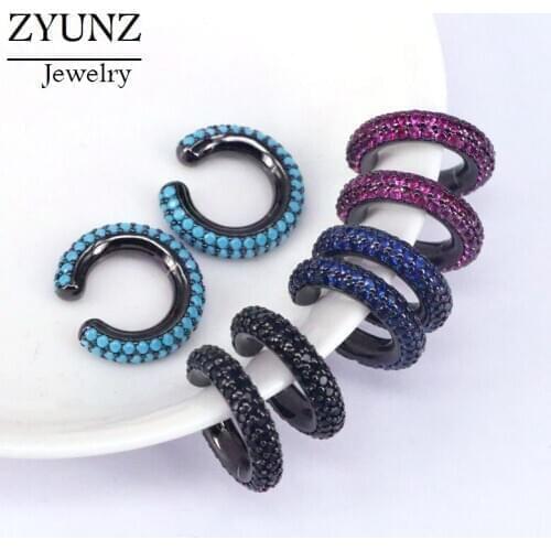 4 Pairs, CZ Micro Pave Zirconia Cuff Earrings Jewelry Gold Color Clips for Women Party Gift