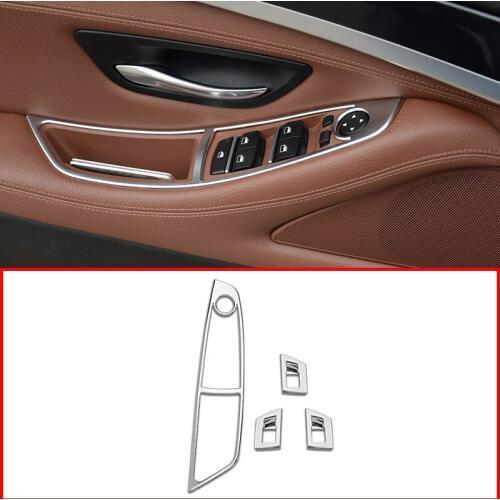 4pcs Car Window Lift Button Frame Trim For BMW 5 Series F10 2010-2016 ABS Car Accessories Left Hand Drive