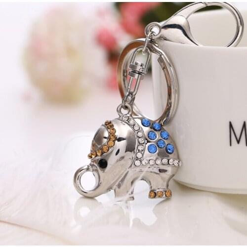 2021 Spring New Fashion Rhinestone Cute Thai Elephant Crystal Gem Bag Wallet Keychain Birthday Party Gift