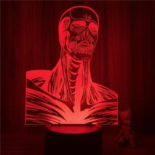 Lover 3D Nightlight Anime Attack on Titan Colossus Titan Manga Shingeki No Kyojin Action Figure 7 Colors Touch Lamp Gift Model
