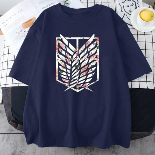 Attack On Titan Shield Womens T-Shirt Street Trendy Summer 2021 T Shirt Hip Hop Casual Tshirts Harajuku Base Black Tee Women