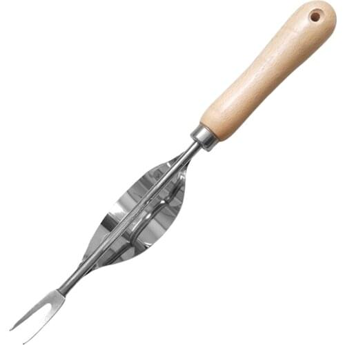 Garden Weeder Tool Lawn Digging Puller Hand Weed Remover Grass Root Puller Garden Wood Handle Stainless Steel Weeding Removal