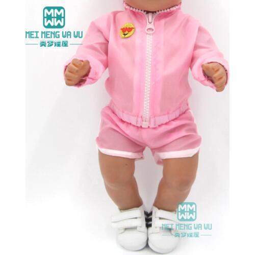 Dolls clothes for 43 cm new born doll Accessories and American doll pink casual baby suit