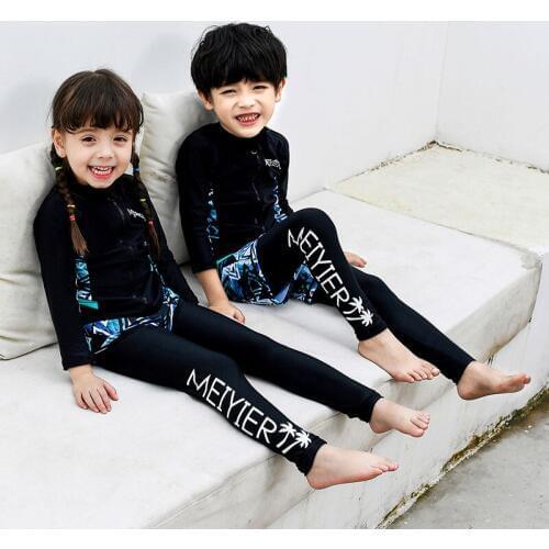 MEIYIER Korean cute rash guard kids zipper long sleeve ANTI-UV sufing swimming costume Teenagers boys girls quality swimwear