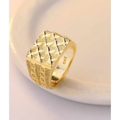 Vintage Fashion Yellow Gold Frosted Flower Rings For Men Punk Jewelry Male Opening Adjustable Ring Wedding Engagement Accessory