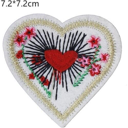 Red Love Heart Patch Embroidered Cute Cartoon Patches Applique Ironing Clothing Supplies Decorative Patches for Clothing