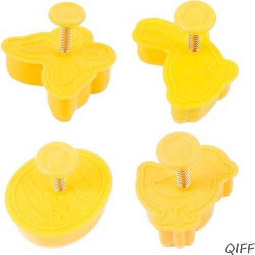 Easter Bunny Chick Eggs Fondant Biscuit Stamper DIY Cake Mold Chocolate Cookie