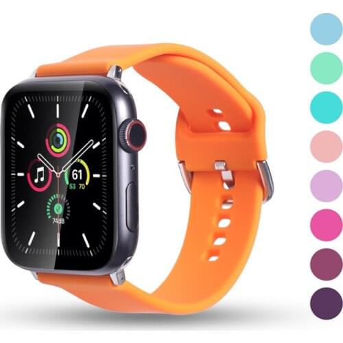 Band for Apple Watch 6 SE 5 4 3 2 1 Silicone Strap 44mm 42mm 40mm 38mm Bracelet Replacement Sports Watch Band for iwatch Series
