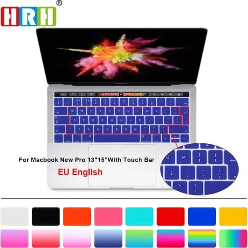 HRH English EU Silicone Keyboard Cover Skin Protector For Mac NewPro 13" A1706 A2159 Pro 15" A1707 With Touch Bar 2017/2018/2019