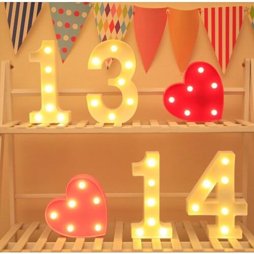 Creative Luminous 0-9 Digital Number Letter Light AA Battery Powered Lamp Night Light for Christmas Wedding Birthday Party Decor