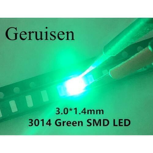 Smart Electronics Super Bright 3014 Green Lighting SMD Led Diode 520-525NM 3V/1000PCS